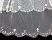 Veil - Multi Layers -Silver Stitches with Pipe Beads Embellishment - 36" - VL-V1040